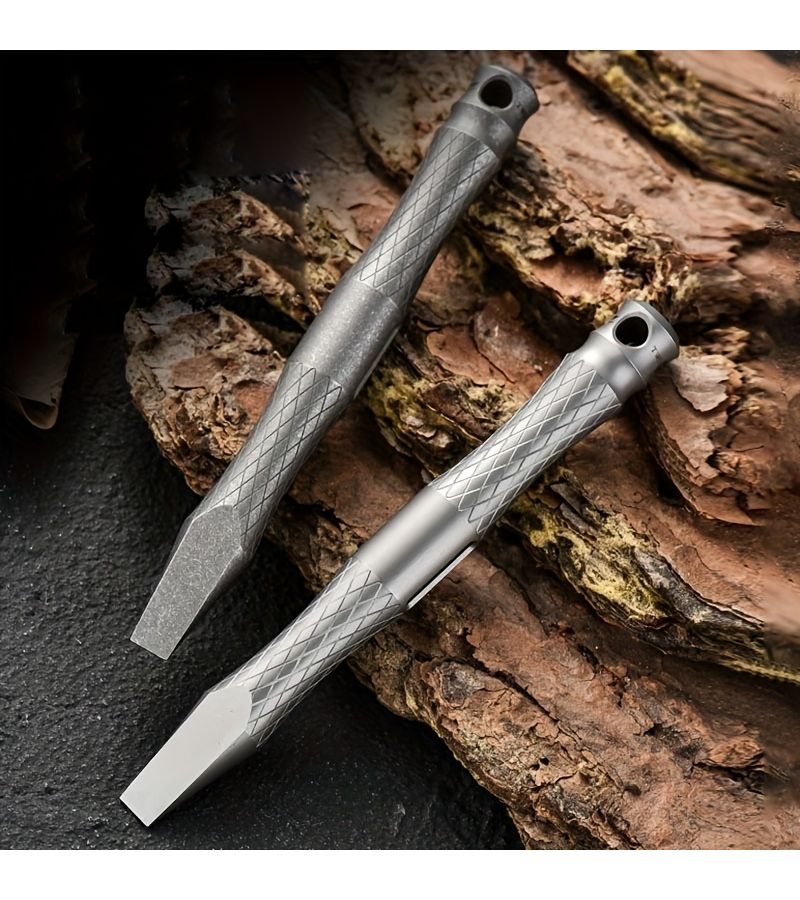 Titanium Alloy EDC Pry Bar Stonewash Finish Portable Can Opener For Camping Hiking - Image 1