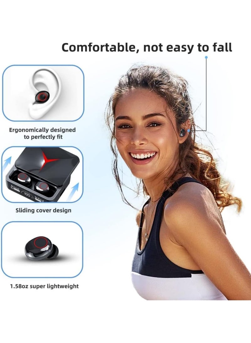 Wireless Earbuds Bluetooth 5.3 Headphones Deep Bass with Mic 140H Playtime LED Display with Charging Case IPX4 Waterproof Stereo Earphones In-Ear CVC 8.0 Noise Reduction Headset For Sport/Work M90 Pro - Image 4
