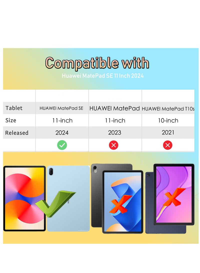 Case Compatible with Huawei MatePad SE 11 Inch 2024 Acrylic Transparent and Anti-yellowing Tablet Case with Pen Holder Auto Sleep/Wake Multi-angle Bracket (Pink)  - Image 2