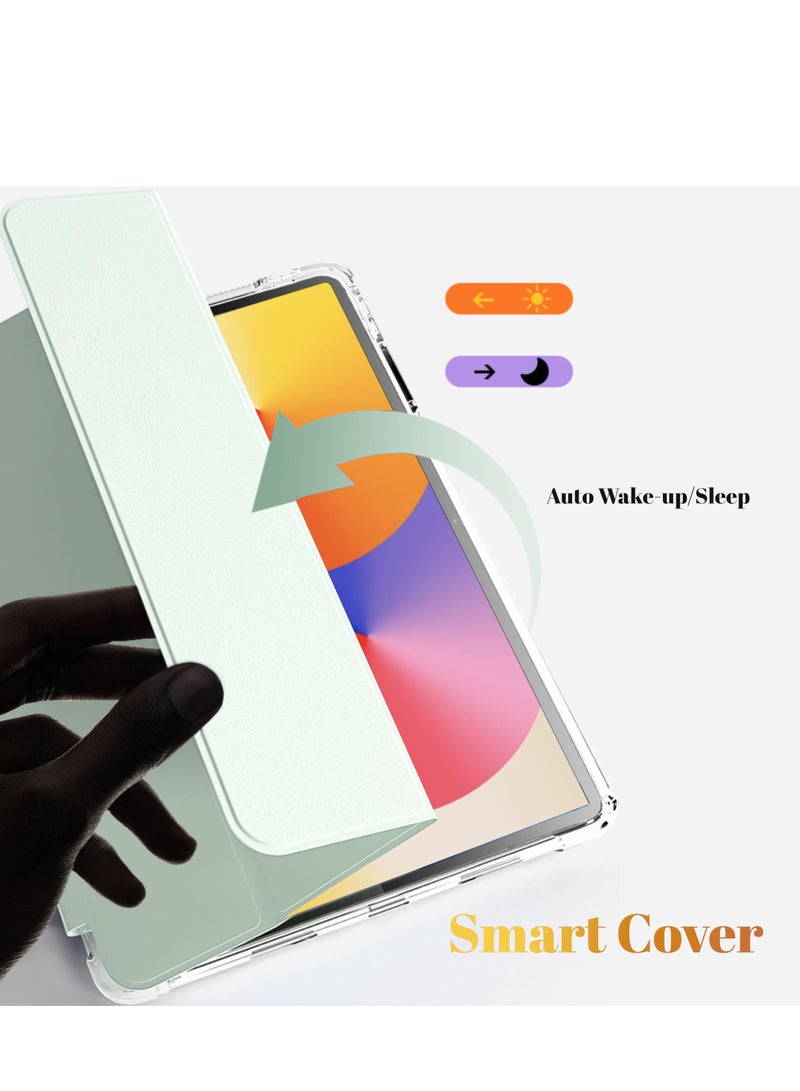 Case Compatible with Huawei MatePad SE 11 Inch 2024 Acrylic Transparent and Anti-yellowing Tablet Case with Pen Holder Auto Sleep/Wake Multi-angle Bracket (Pink)