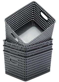 Eslite Eslite Plastic Storage Baskets for Organizing,11.42"X9"X4.7",Pack of 4 (Grey)  - Image 1