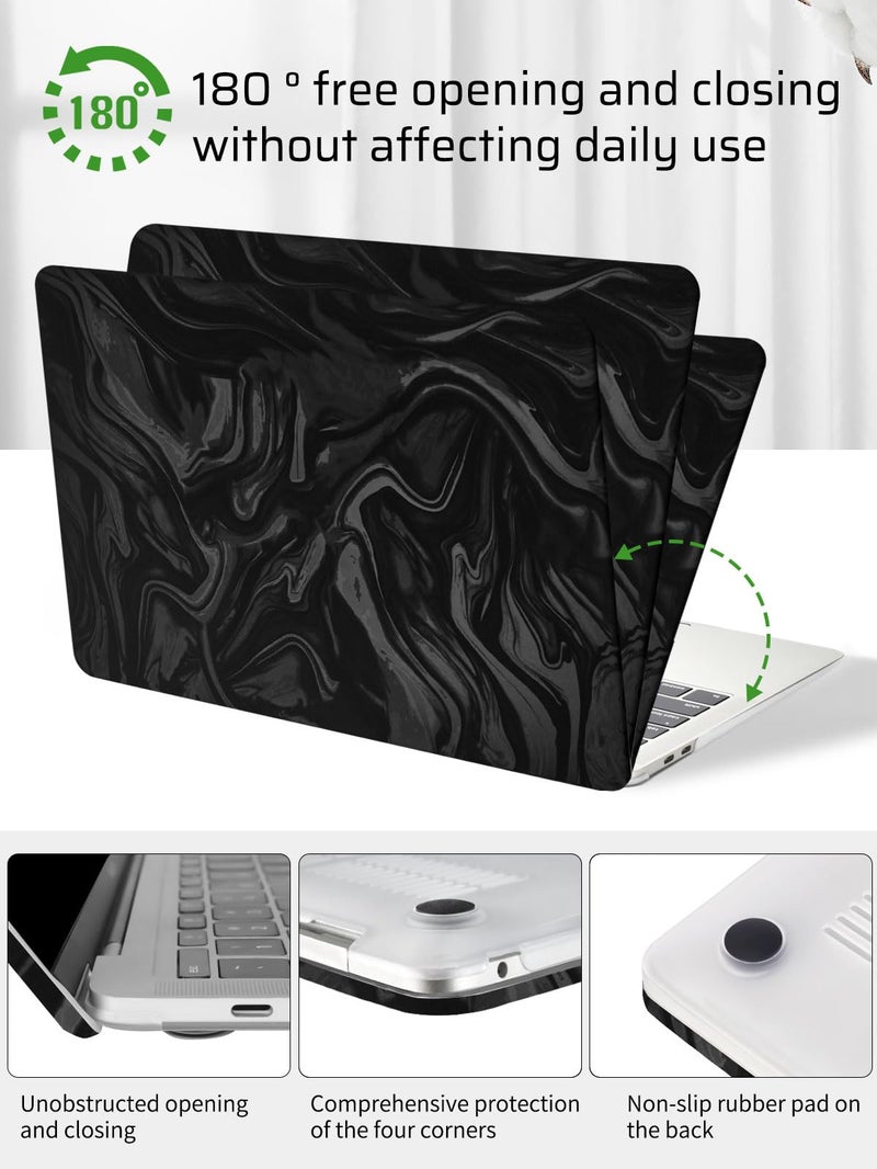 Seorsok Compatible with MacBook Air 13 Inch Case 2022 2021 2020 2019 2018 Release A1932 A2179 M1 A2337 Touch ID,Luxurious and Skin-Friendly Leather Plastic Hard Shell&Keyboard Cover,Black Wave - Image 5