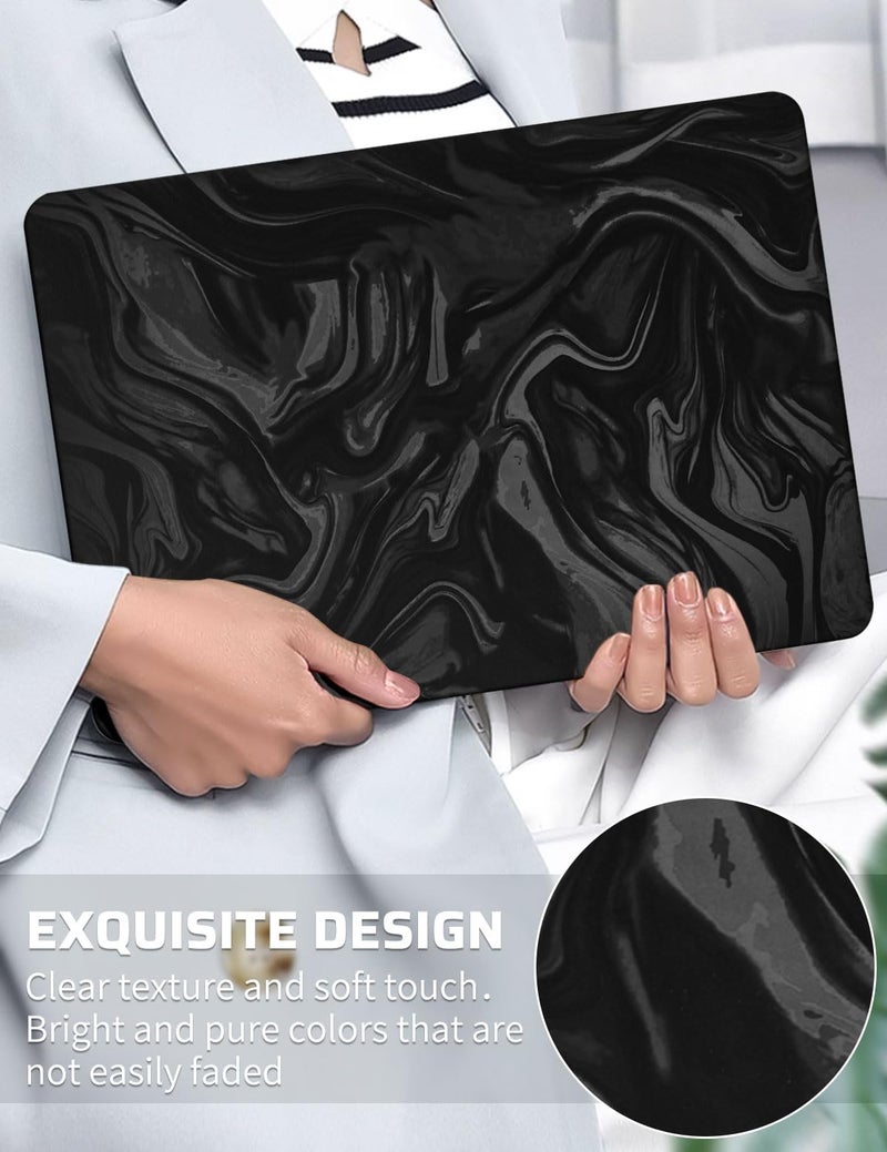 Seorsok Compatible with MacBook Air 13 Inch Case 2022 2021 2020 2019 2018 Release A1932 A2179 M1 A2337 Touch ID,Luxurious and Skin-Friendly Leather Plastic Hard Shell&Keyboard Cover,Black Wave - Image 2