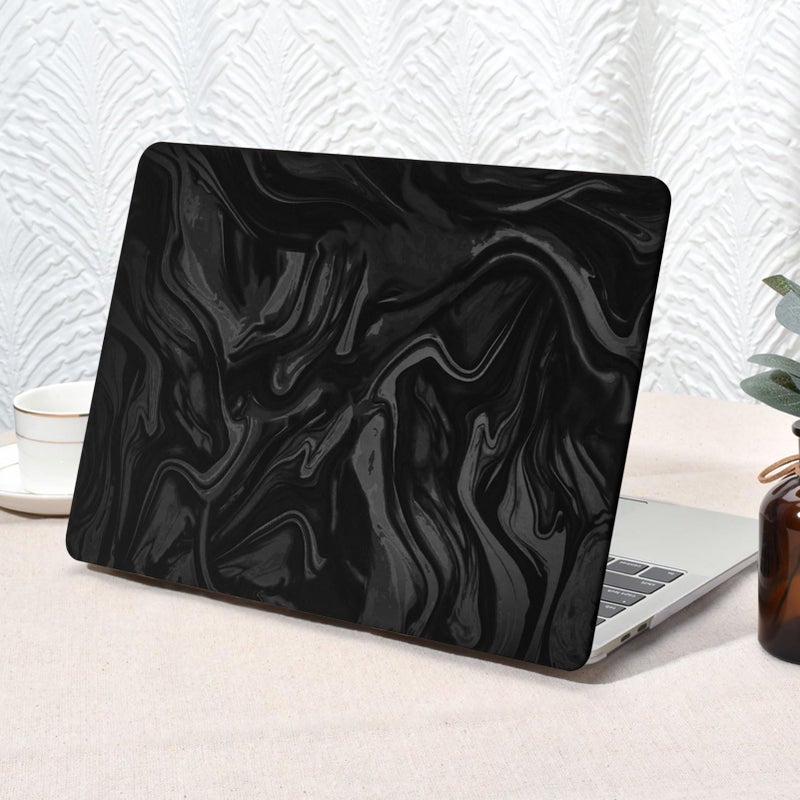 Seorsok Compatible with MacBook Air 13 Inch Case 2022 2021 2020 2019 2018 Release A1932 A2179 M1 A2337 Touch ID,Luxurious and Skin-Friendly Leather Plastic Hard Shell&Keyboard Cover,Black Wave - Image 1