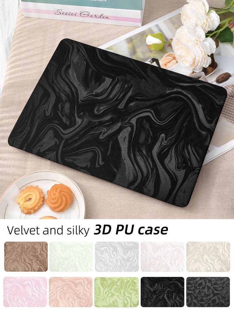 Seorsok Compatible with MacBook Air 13 Inch Case 2022 2021 2020 2019 2018 Release A1932 A2179 M1 A2337 Touch ID,Luxurious and Skin-Friendly Leather Plastic Hard Shell&Keyboard Cover,Black Wave - Image 4