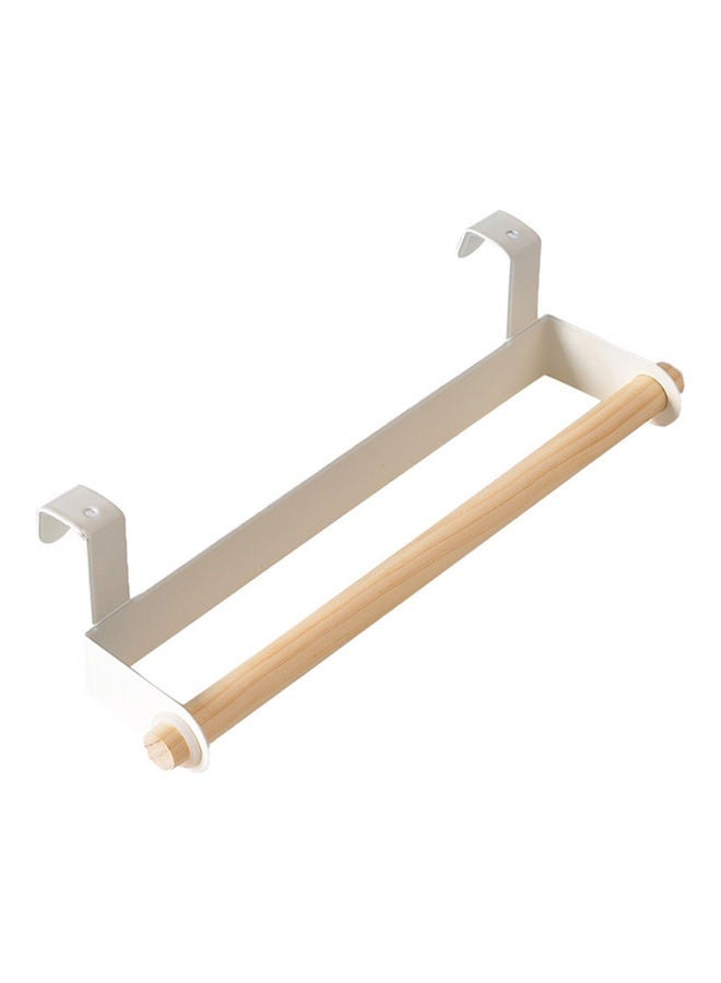 حامل مناشف خشبي للحمام رفوف الحمام تتعلق داخل أو خارج الأبواب حامل أبيض/بني 26.00 × 6.00 6.50 سم - Image 1