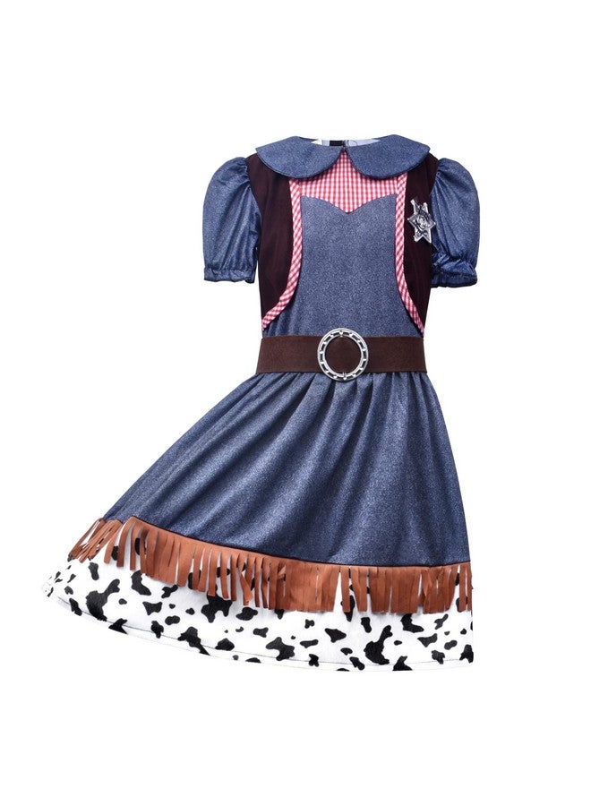 ZZIHAN ZZIHAN Kids Cowgirl Costume Dress Outfits for Girls Role Play Cowboy Cowgirl Hat Bandanas Belt Sunglasses Dress up Accessories for Toddlers Girls Birthday Party Halloween Christmas Cosplay Gift 3-5T  - Image 2