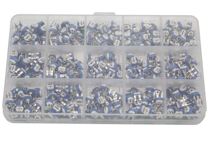 Raogoodcx 300Pcs 15 Value 100 ohm- 2M ohm Trim pots Variable Resistor 6mm Potentiometer Assortment Kit - Image 5