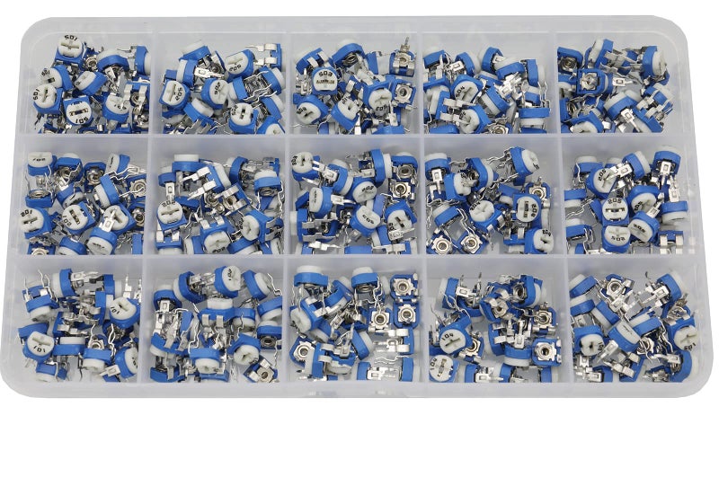 Raogoodcx 300Pcs 15 Value 100 ohm- 2M ohm Trim pots Variable Resistor 6mm Potentiometer Assortment Kit - Image 2