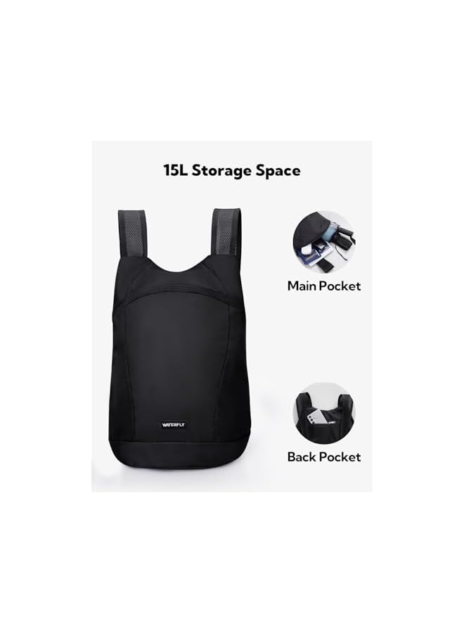 WATERFLY Ultralight Foldable Backpack 15 L: Small Packable Hiking Backpack Lightweight Thin Backpack Sporty Daypack Daypack For Outdoor Hiking City Trip Men Women - Image 3