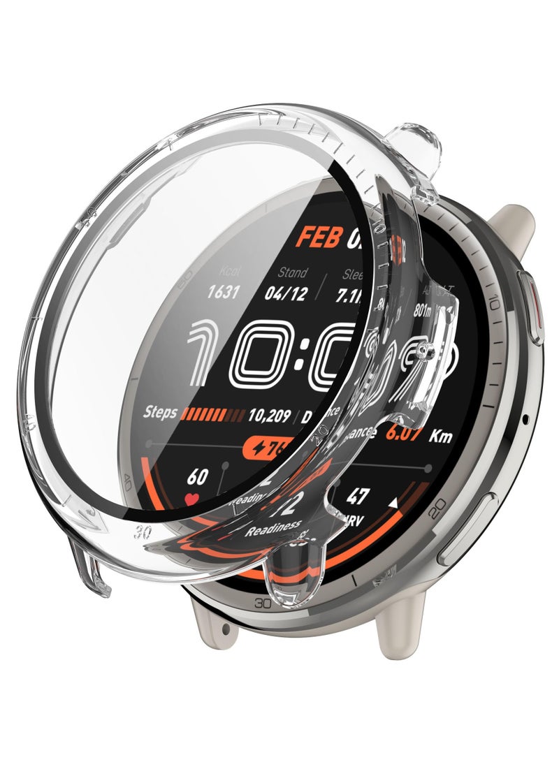 Case for Amazfit Active 2 Hard PC + Tempered Screen Film Integrated Dust-Proof Watch Cover Compatible with Amazfit Active 2 (Transparent) - Image 1