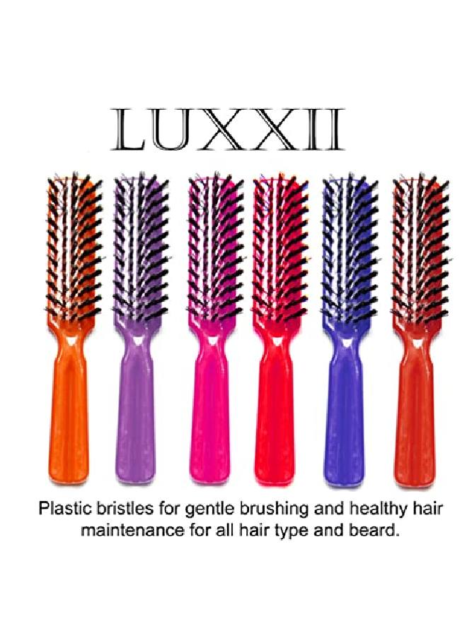 Luxxii (6 Pack) 6" Plastic Color Handle Nylon Bristle Brush Hair Pocket Comb Designed For All Hair Types (Assort Color). Color May Vary. - Image 4