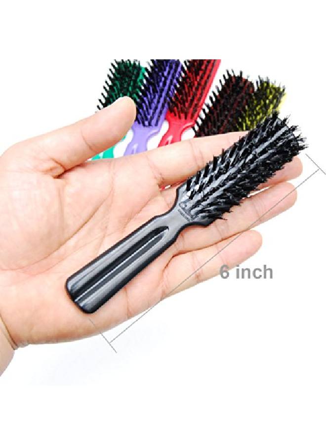 Luxxii (6 Pack) 6" Plastic Color Handle Nylon Bristle Brush Hair Pocket Comb Designed For All Hair Types (Assort Color). Color May Vary. - Image 3