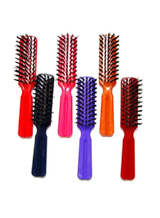 Luxxii (6 Pack) 6" Plastic Color Handle Nylon Bristle Brush Hair Pocket Comb Designed For All Hair Types (Assort Color). Color May Vary. - Image 2