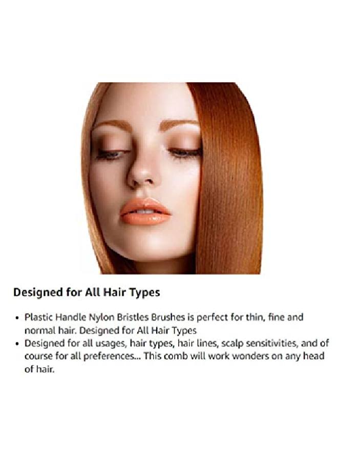 Luxxii (6 Pack) 6" Plastic Color Handle Nylon Bristle Brush Hair Pocket Comb Designed For All Hair Types (Assort Color). Color May Vary. - Image 5