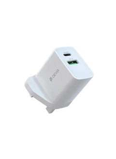 devia Smart Series PD & amp QC Quick Charger UK 20W with Type-C to Lightning Cable 1M and USB to Type-C Cable 1M - White  - Image 1