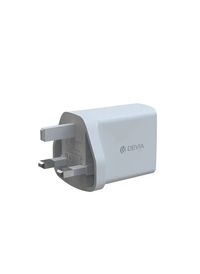 devia - Smart Series PD & amp QC Quick Charger UK 20W with Type-C to Lightning Cable 1M and USB to Type-C Cable 1M - White - Image 1