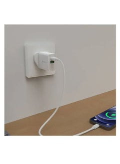 devia Smart Series PD & amp QC Quick Charger UK 20W with Type-C to Lightning Cable 1M and USB to Type-C Cable 1M - White  - Image 2