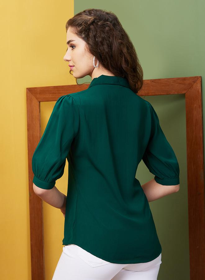 جلو باص بلوزة بأكمام منفوخة - Image 3