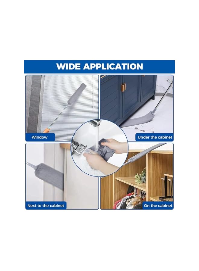 promass Retractable Gap Dust Cleaner Cleaning Tools with 2 Microfiber Dusting Cloths Long Handle 60inches Washable and Retractable Duster Brush for Cleaning Under Appliances Furniture Couch Fridge - Image 5