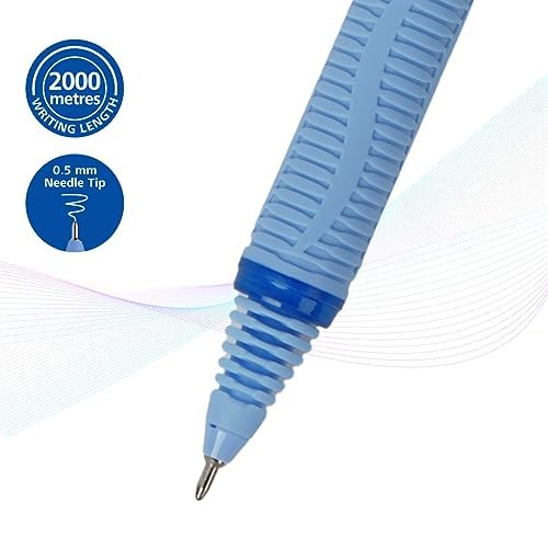 Luxor Schneider, One Hybrid Roller Ball Pen, Pack of 2, 0.5 mm Needle Tip, Ink Colour - Blue, 2000 metres writing length, Cap off Time 2-3 days - Image 2