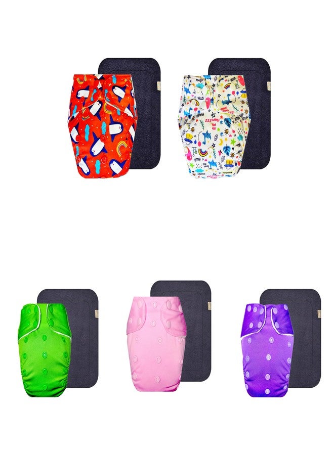 Dumbledo Premium Cloth Diaper with Gray Insert (Pack of 5) | Soft & Gentle | Leakproof | Easy to Clean | Ideal for Toddlers | 3 Months - 3 Years | Unisex Baby - Image 1