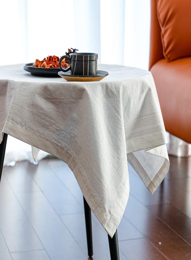 linendo Linen Cotton Solid Square Pattern Tablecloth 30"x30" - White Small Square Dust Proof Cover Washable Bedside Decoration for Party,Dinning,Home and Kitchen - Image 1