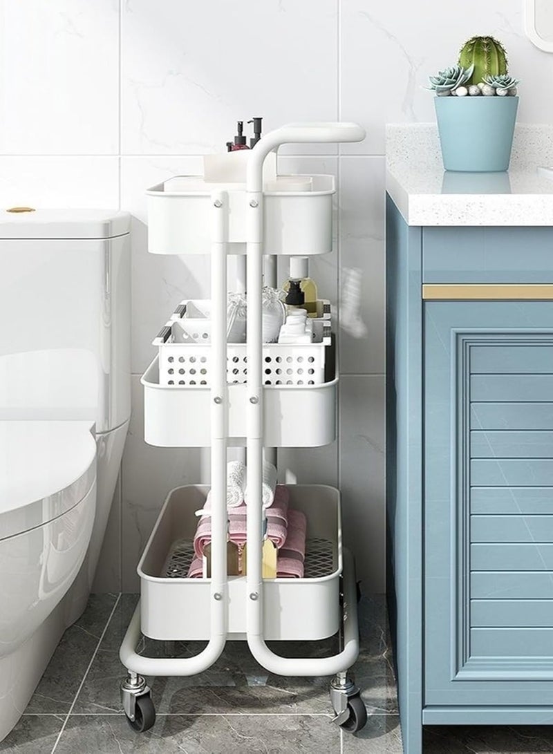 DubaiGallery عربة تخزين متعددة الاستخدامات بثلاثة أرفف مع رف وعجلات - Image 3