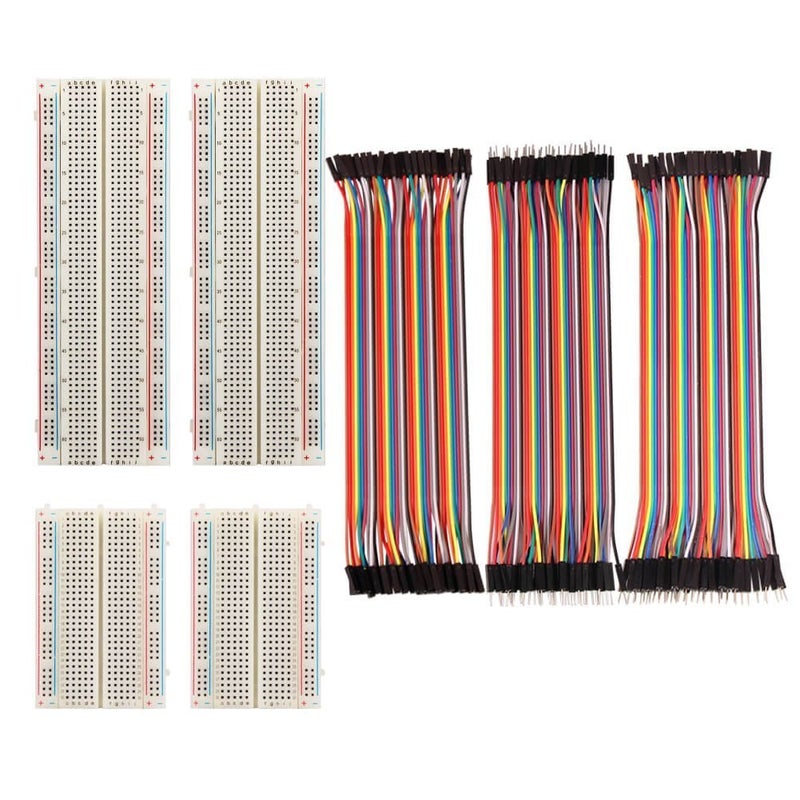 REES52 4 Pieces Breadboards Kit with 120 Pieces Jumper Wires for Electronics Projects (400-Points and 830-Points) - Image 1