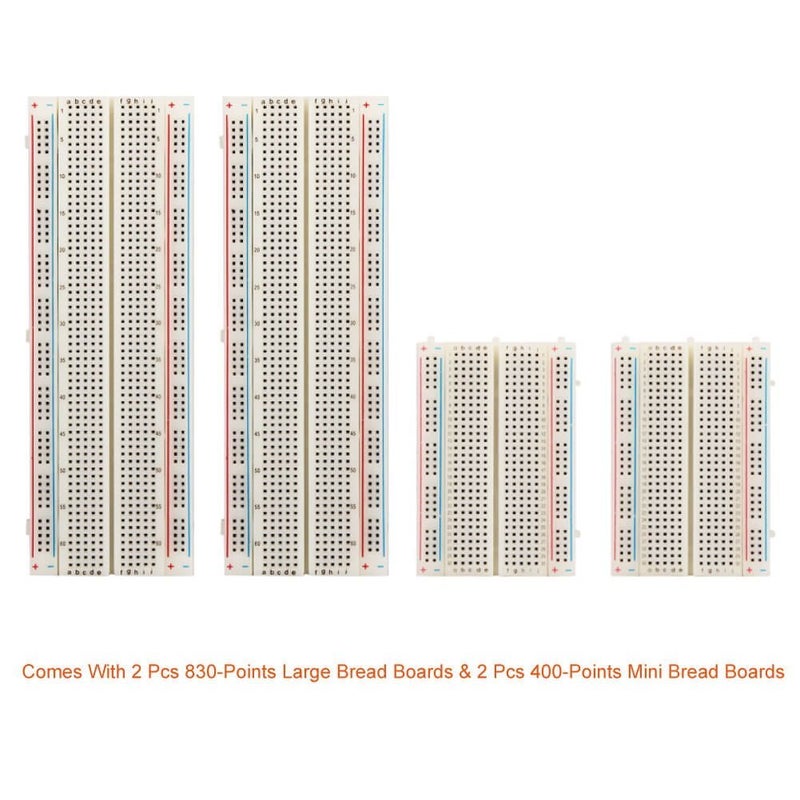 REES52 4 Pieces Breadboards Kit with 120 Pieces Jumper Wires for Electronics Projects (400-Points and 830-Points) - Image 2