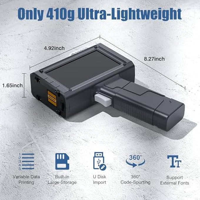 HANDHELD INKJET PRINTER BT-HH6205B, 0.5 INCHES PRINT HEIGHT INKJET CODER WITH 42ML FAST-DRYING INK DATE PRINTER SUPPORT VARIABLE TEXT/NUMBER/QRCODE, BATCH CODE PRINTER SUPPORT EXTRA FONT - Image 2