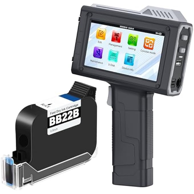 HANDHELD INKJET PRINTER BT-HH6205B, 0.5 INCHES PRINT HEIGHT INKJET CODER WITH 42ML FAST-DRYING INK DATE PRINTER SUPPORT VARIABLE TEXT/NUMBER/QRCODE, BATCH CODE PRINTER SUPPORT EXTRA FONT - Image 1