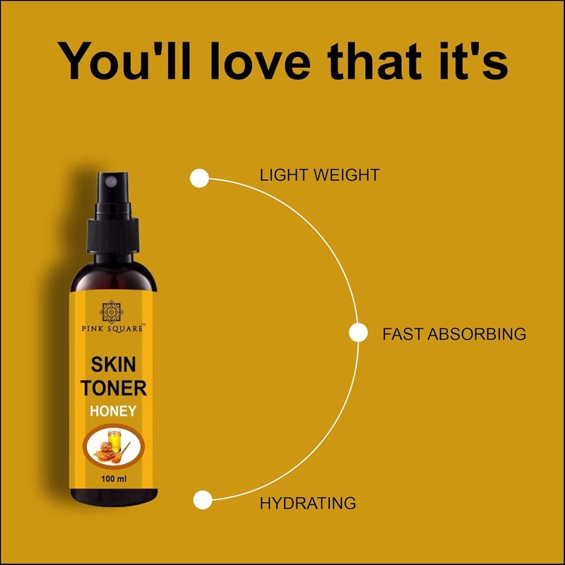 Pink Square Honey toner 100ML  Rose Petal Face Toner 100ML Rejuvenate The Skin  Restores pH Balance  Deep Cleanses Pores  Prevents Skin Infections Pack of 2 - Image 2