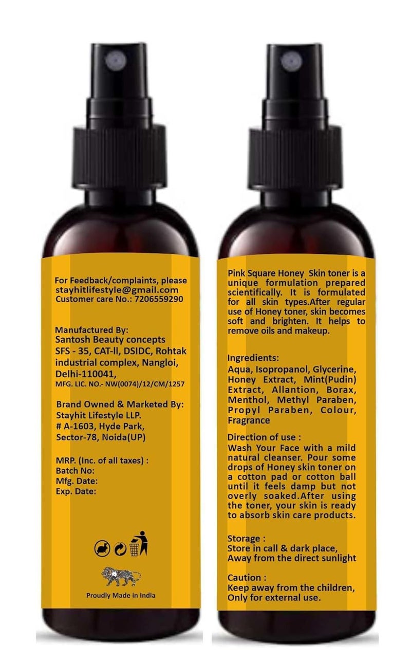 Pink Square Honey toner 100ML  Rose Petal Face Toner 100ML Rejuvenate The Skin  Restores pH Balance  Deep Cleanses Pores  Prevents Skin Infections Pack of 2 - Image 4