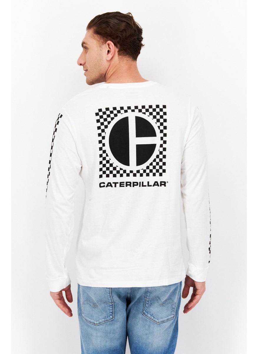 CATERPILLAR - Men Crew Neck Long Sleeve Brand Logo T-Shirts, White/Black - Image 1