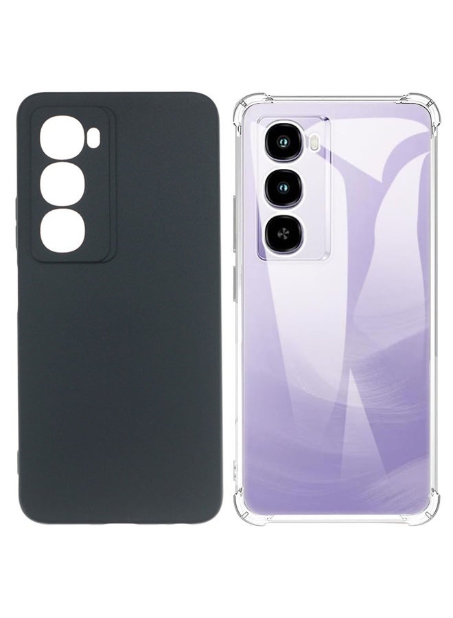 SanHu for ITEL City 100 2-In-1 Thin Soft Case Cover, Anti Drop Protection, Anti Fingerprint, Durable, Easy To Clean And Install, Frosted Protective Case+Transparent Four Corner Anti Drop Protective Case - Image 1