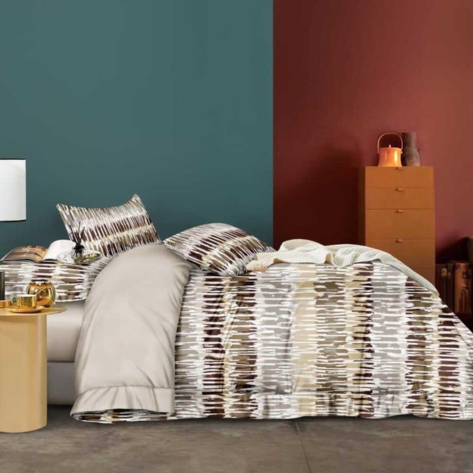 100 COTTON 400 TC DOUBLE BEDSHEET WITH 2 PILLOW COVERS SOFT AND SMOOTH FULL LENGTH KING SIZE BEDSHEET SIZE 275X275 CM PILLOW COVER SIZE 46X695 CM BROWN BEIGE