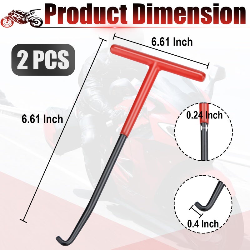 ecocstm 2 PCS Exhaust Spring Puller Tool, Motorcycle Exhaust Spring Hook, T Shaped Handle Spring Removal Tool with Rubber Coating, Snowmobile Accessories for Motorcycle Dirt Bike (Red and Black) - Image 3
