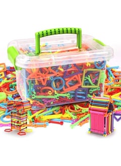 ZCM-HAPPY 400 Pcs Construction Building Blocks Bars DIY Interlocking Set 3D Intelligence Educational Building Sticks Geometry Shape Stacking Building Toys with Storage Box  - Image 2