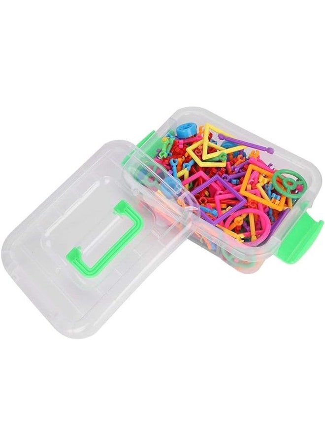 ZCM-HAPPY - 400 Pcs Construction Building Blocks Bars DIY Interlocking Set 3D Intelligence Educational Building Sticks Geometry Shape Stacking Building Toys with Storage Box - Image 1