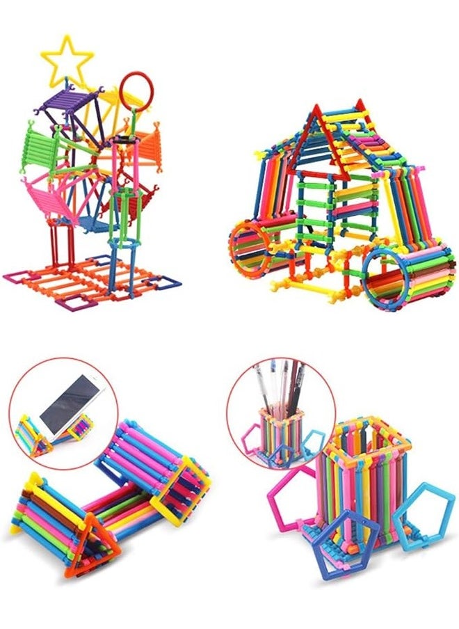 ZCM-HAPPY - 400 Pcs Construction Building Blocks Bars DIY Interlocking Set 3D Intelligence Educational Building Sticks Geometry Shape Stacking Building Toys with Storage Box - Image 1