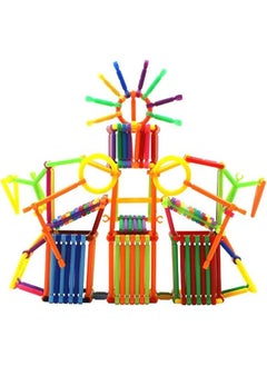 ZCM-HAPPY 400 Pcs Construction Building Blocks Bars DIY Interlocking Set 3D Intelligence Educational Building Sticks Geometry Shape Stacking Building Toys with Storage Box  - Image 4