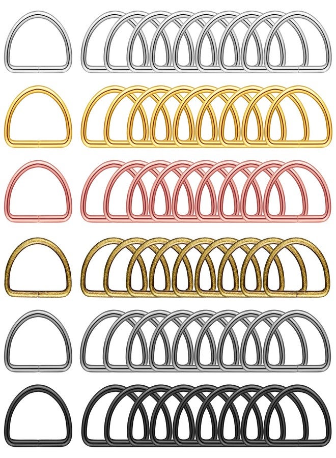 Hotop 60 Pieces Metal D Rings D-Shape Buckle Clips Multi-Purpose Mixed Color D-Rings for DIY Accessories (1 Inch, Assorted Color) - Image 1