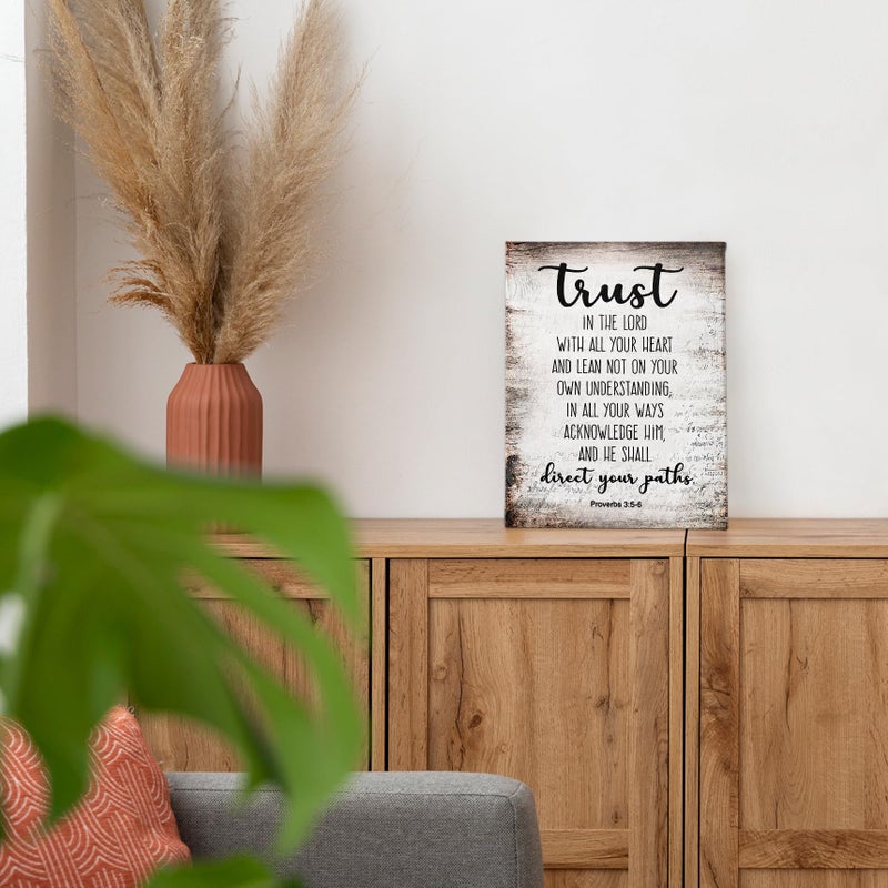 PHAMTE Proverbs 3:5-6 Trust In The Lord With All Your Heart Christian Wall Art, Bible Scripture Wall Decor, Christian Bible Scripture Print Framed Canvas Wall Art Home Room Office Church Decorï¼ˆ11x14ï¼‰ - Image 4