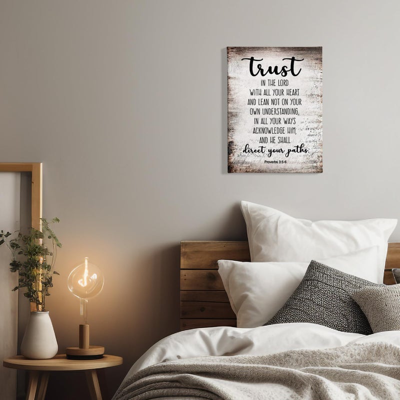 PHAMTE Proverbs 3:5-6 Trust In The Lord With All Your Heart Christian Wall Art, Bible Scripture Wall Decor, Christian Bible Scripture Print Framed Canvas Wall Art Home Room Office Church Decorï¼ˆ11x14ï¼‰ - Image 3