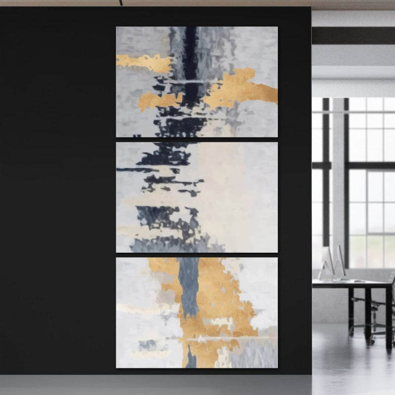 Marktna Three abstract canvas paintings with a hollow frame, measuring (90×40), three pieces - Image 1