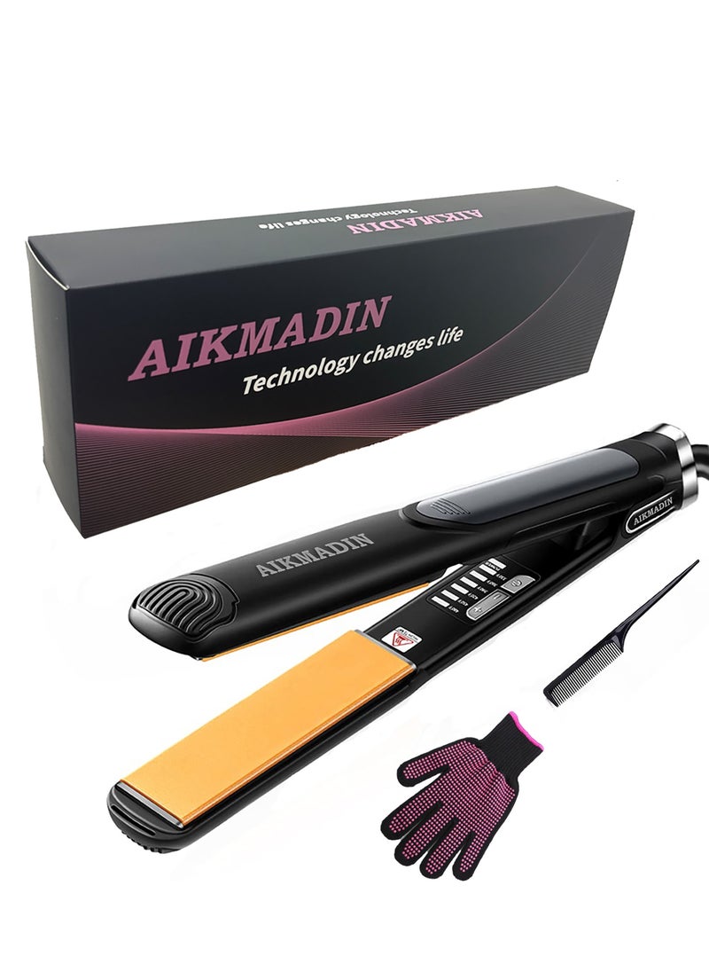 AIKMADIN Ceramic Hair Straightener, 2-in-1 Hair Straightener and Curling Iron, 15 Seconds Fast Heating, 6 Heat Settings, Adjustable Temperature  - Image 1