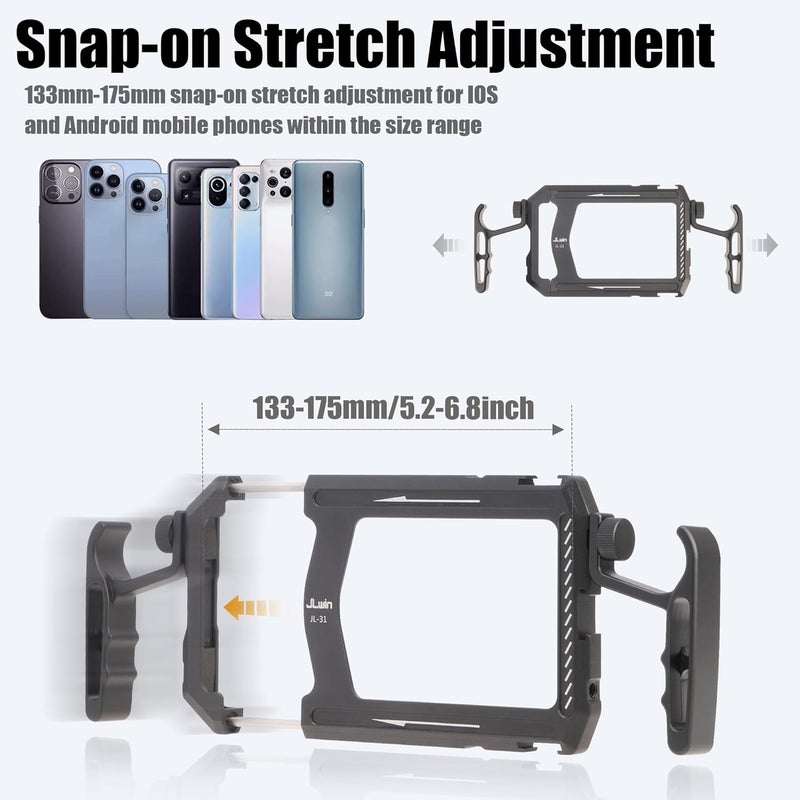 Fotga Smartphone Video Rig Metal Dual Handle Aluminum Alloy Camera Case Stabilizer for iPhone Phone Filmmaker Professional Video Maker - Image 3