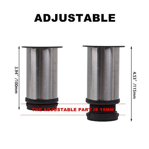 BQLZR Stainless Steel Kitchen Adjustable Feet Round 2" Dia Furniture Leg with 16 Screws and a Screwdriver Pack of 4 - Image 2