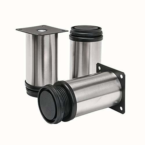 BQLZR Stainless Steel Kitchen Adjustable Feet Round 2" Dia Furniture Leg with 16 Screws and a Screwdriver Pack of 4 - Image 3
